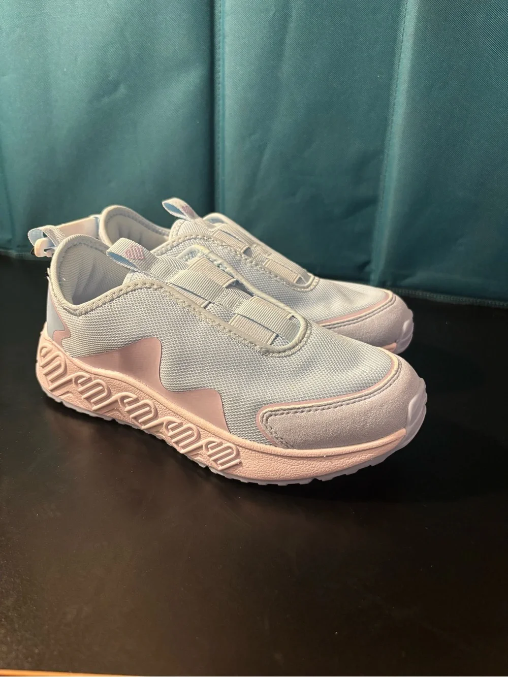 Justice Light Blue Kids Slip-On Sneakers with Pale Lilac Accent